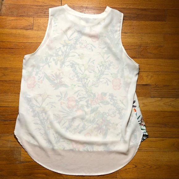 One Clothing floral tank w/ white sheer back- L - Picture 2 of 4